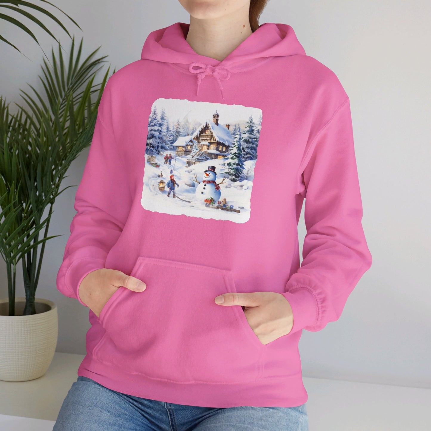 Snowman In Village 1 - Hooded Sweatshirt
