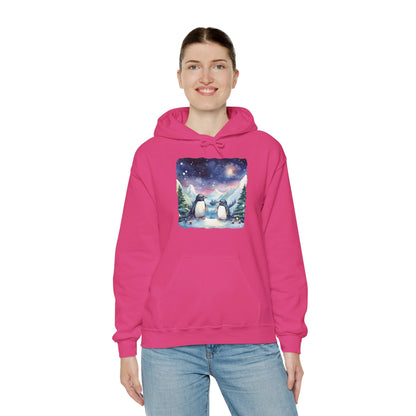 Snowy Christmas Penguins - Hooded Sweatshirt