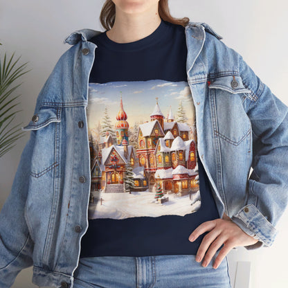 Snowy Christmas Village-12-T-Shirt