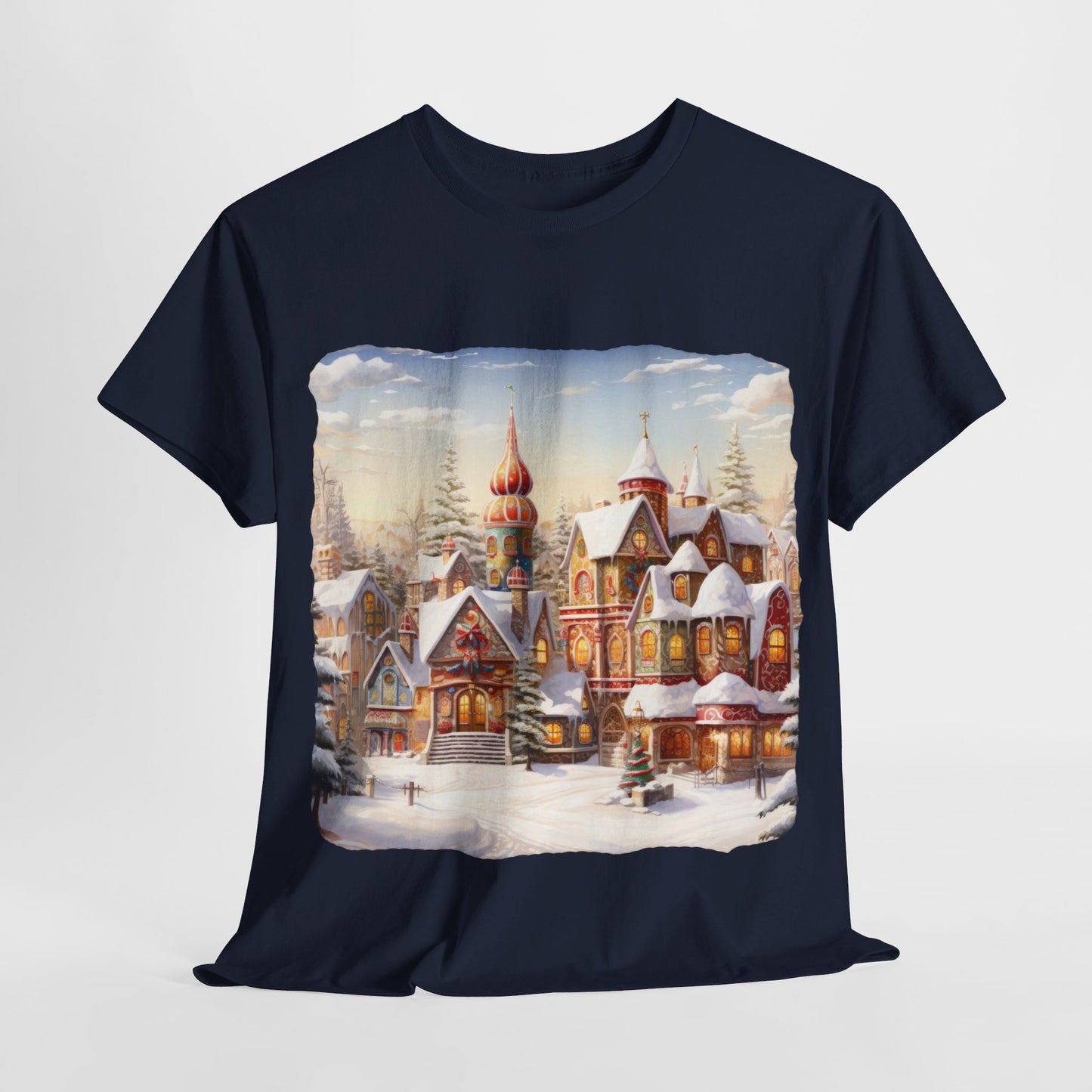 Snowy Christmas Village-12-T-Shirt