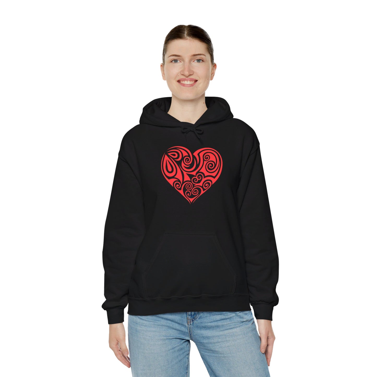 Heartfelt Love, Bold Red Heart - Hooded Sweatshirt