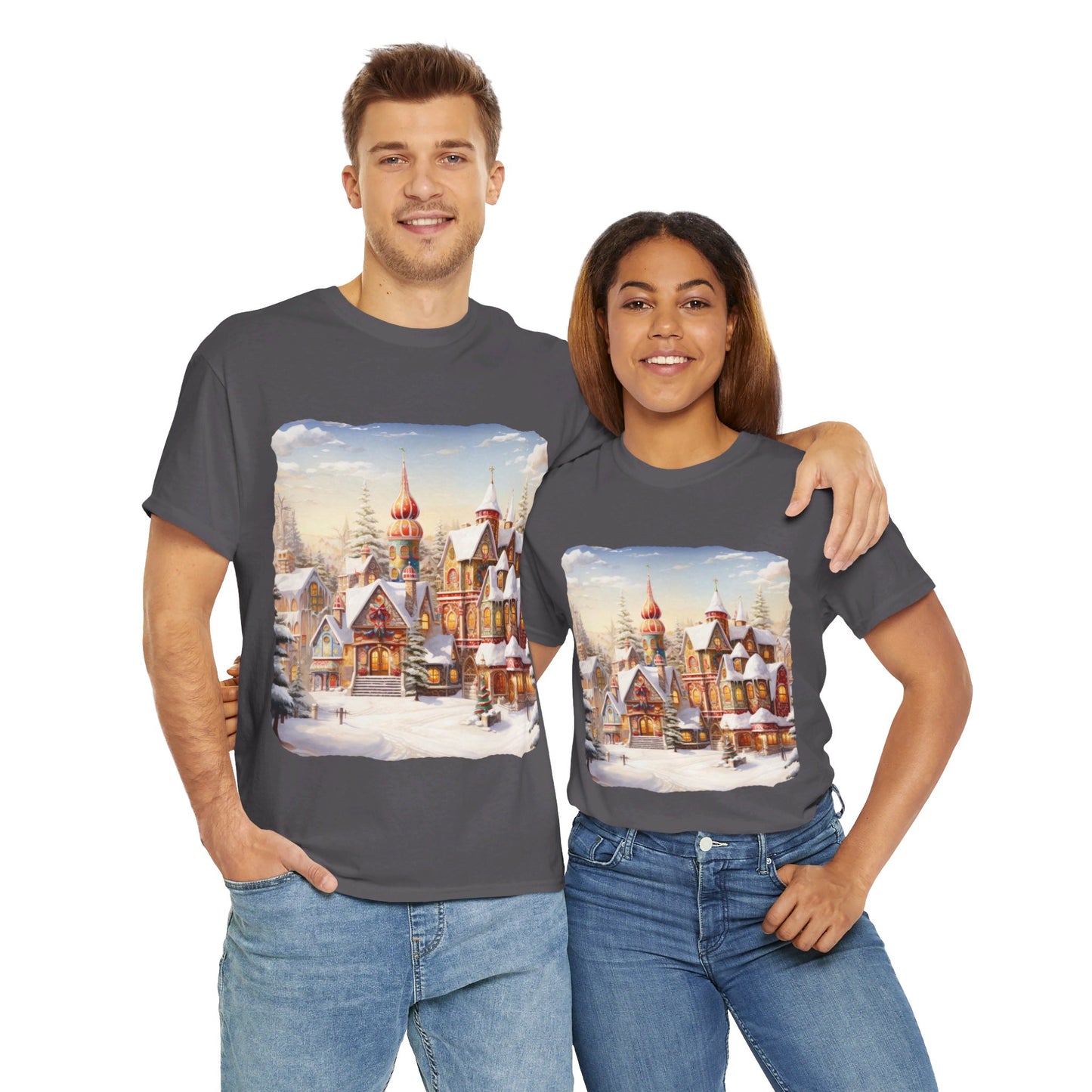 Snowy Christmas Village-12-T-Shirt