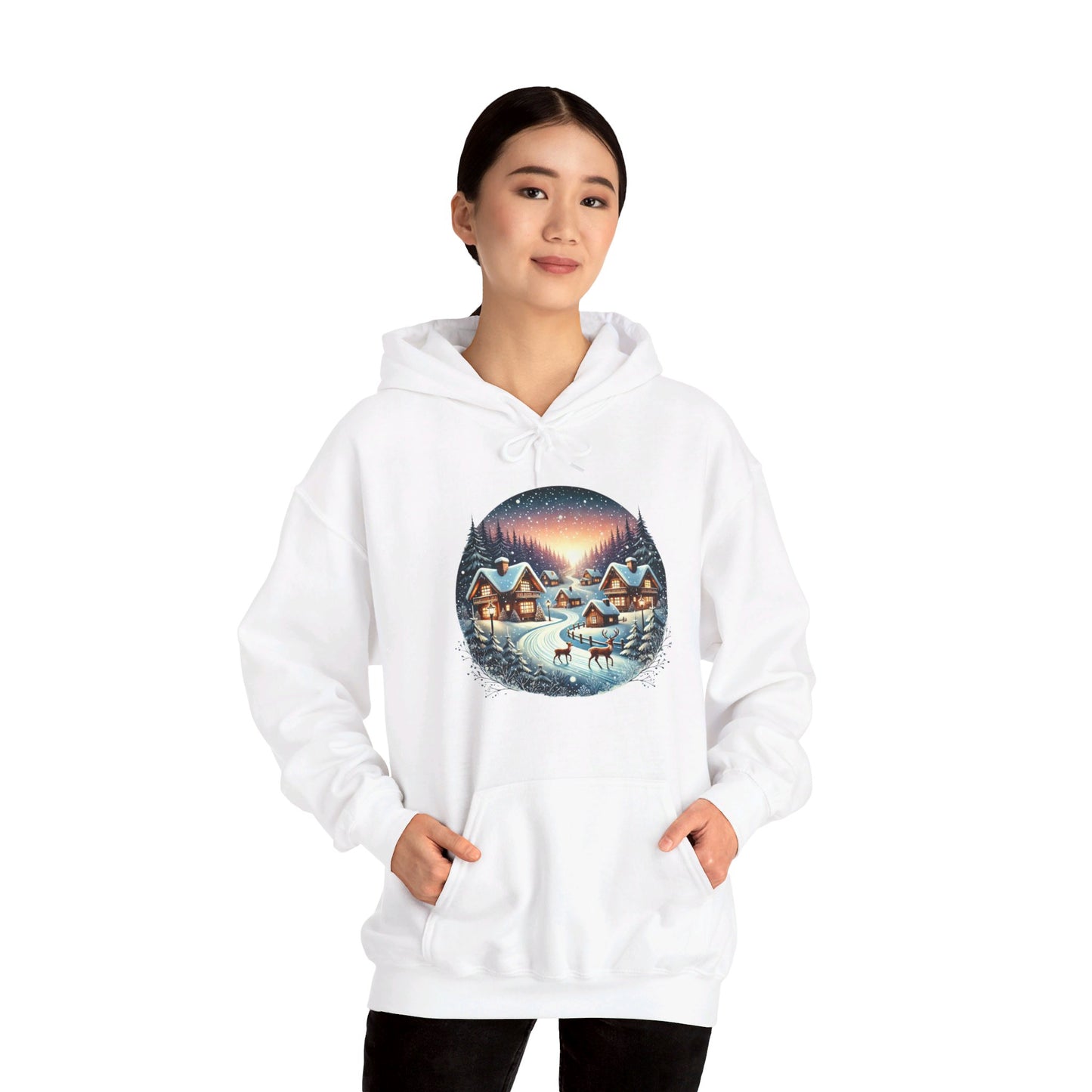 Snow Night Christmas Village - Hooded Sweatshirt