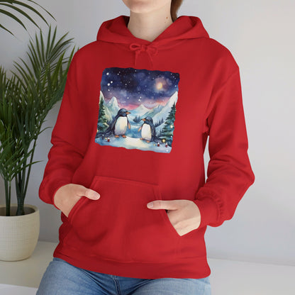 Snowy Christmas Penguins - Hooded Sweatshirt