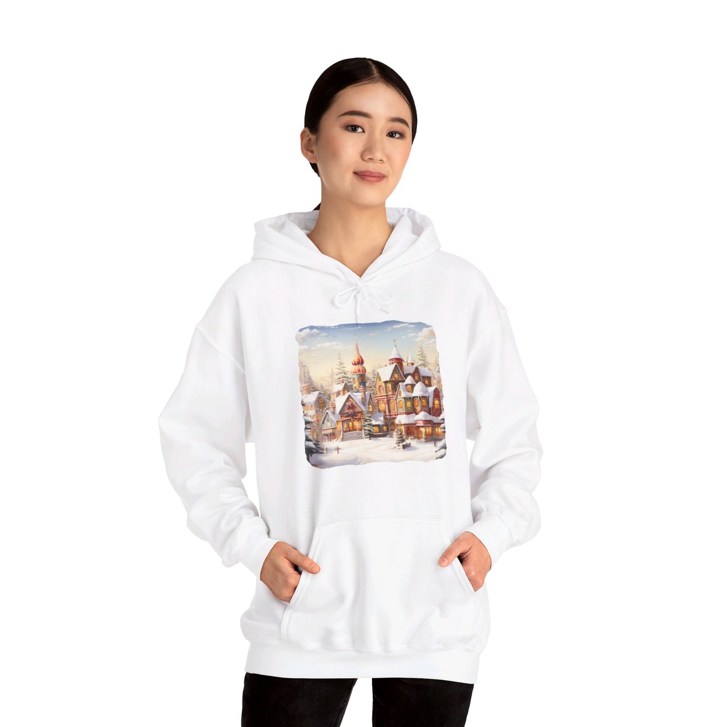 Snowy Christmas Village 12 - Hooded Sweatshirt