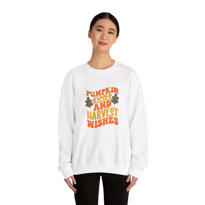 Pumpkin Kisses And Harvest Wishes - Crewneck Sweatshirt