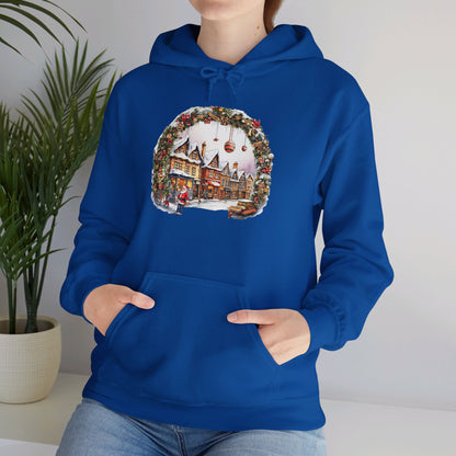 Enchanting Christmas Village Scene - Hooded Sweatshirt