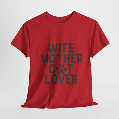 Wife, Mother, Cat lover - T-Shirt