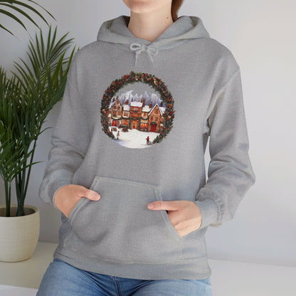 Vintage Christmas Village - Hooded Sweatshirt