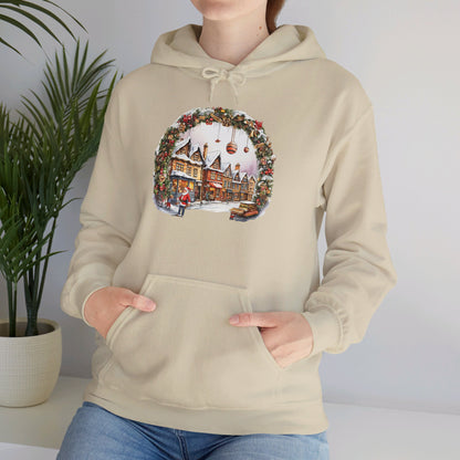 Enchanting Christmas Village Scene - Hooded Sweatshirt