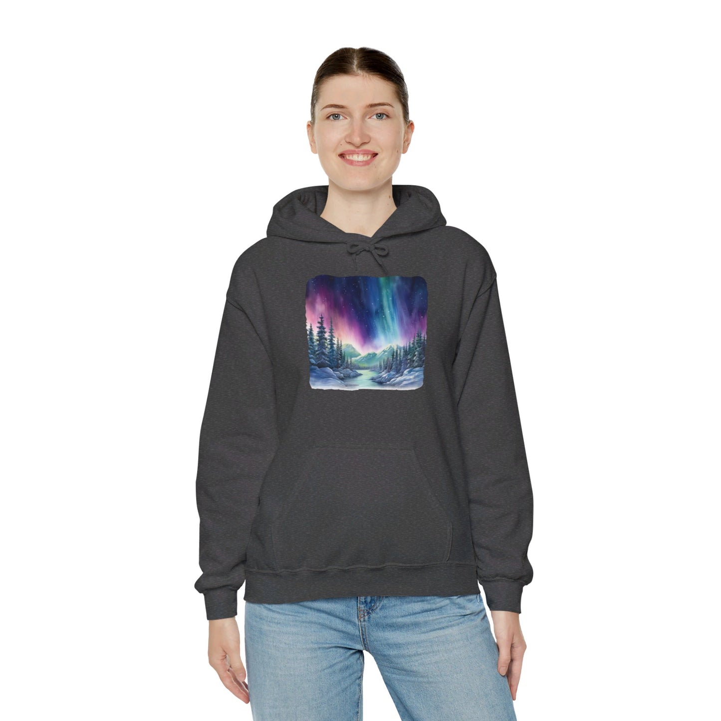 Northern Lights Watercolor - Hooded Sweatshirt