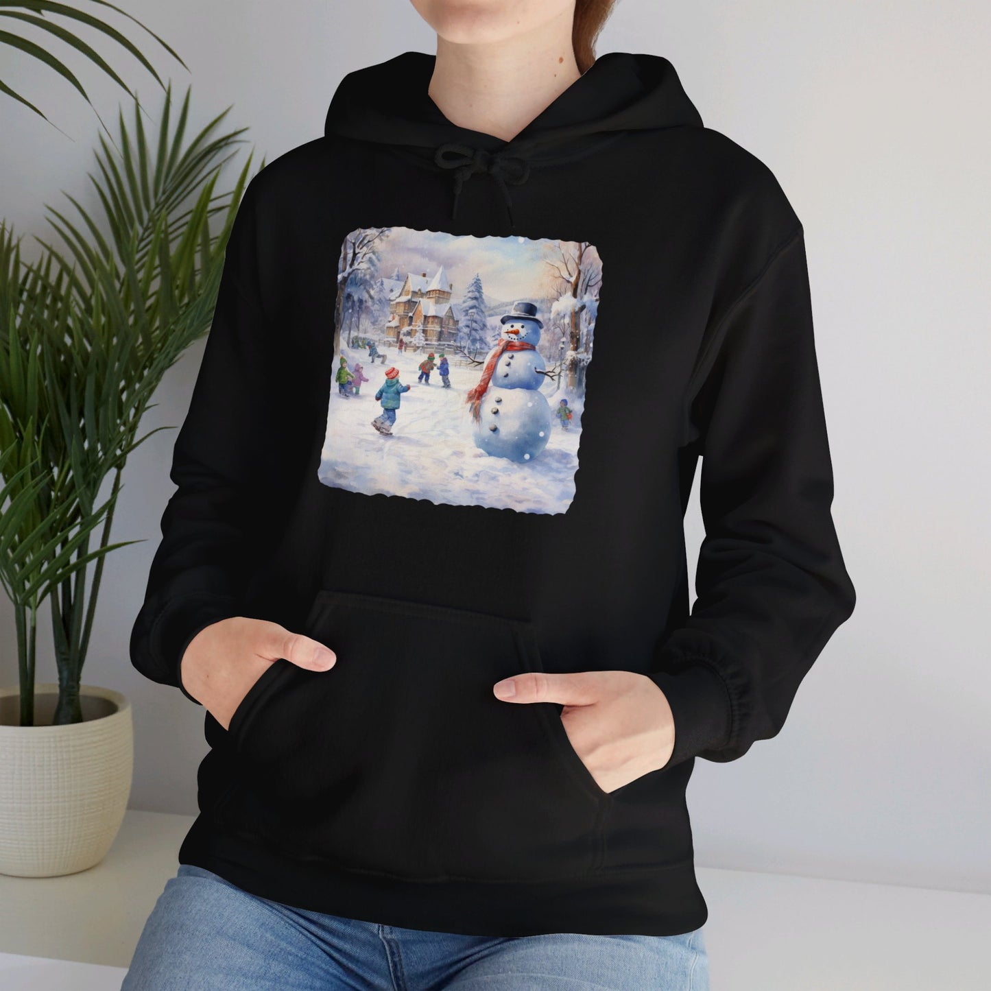 Snowman In Village 2 - Hooded Sweatshirt