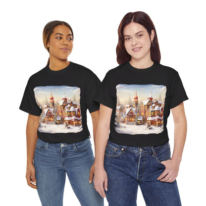 Snowy Christmas Village-12-T-Shirt