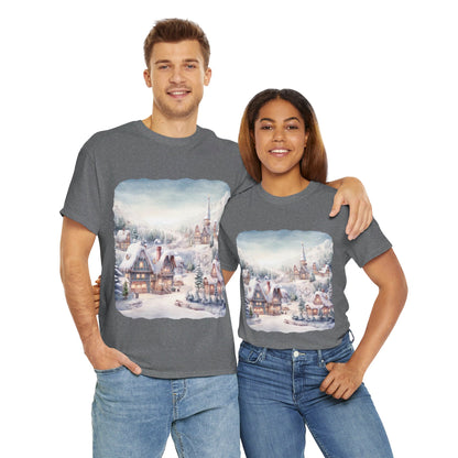 Snowy Christmas Village-T-Shirt