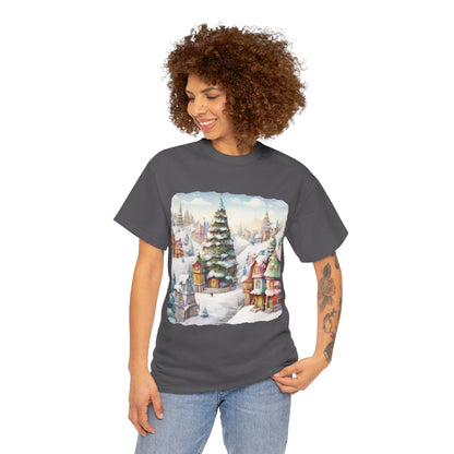 Snowy Christmas Village-16-T-Shirt