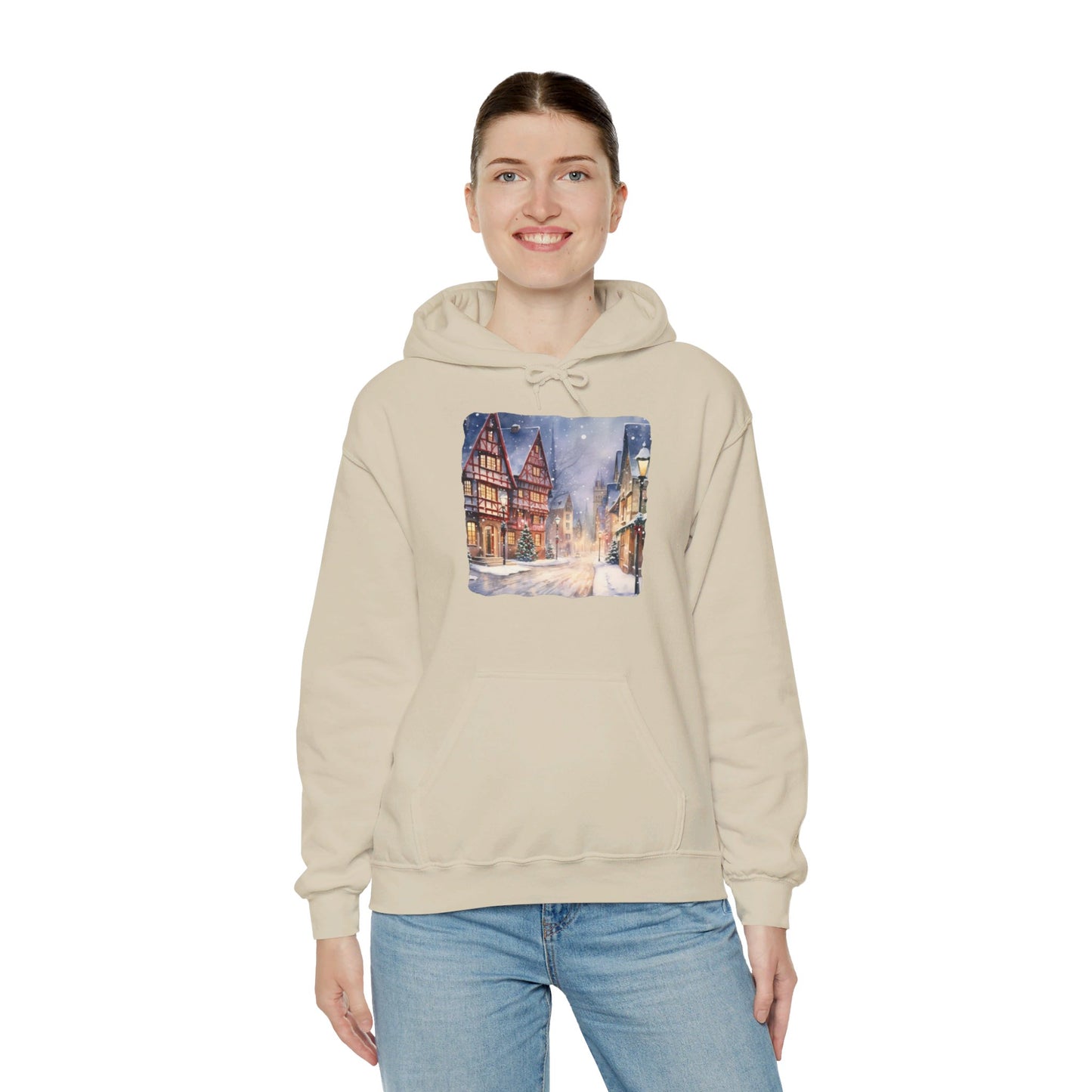 Snowy Christmas Village 13 - Hooded Sweatshirt