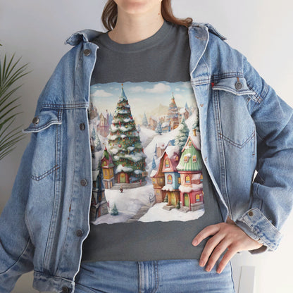 Snowy Christmas Village-16-T-Shirt