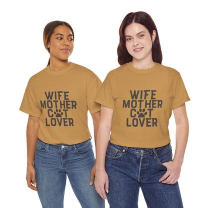 Wife, Mother, Cat lover - T-Shirt