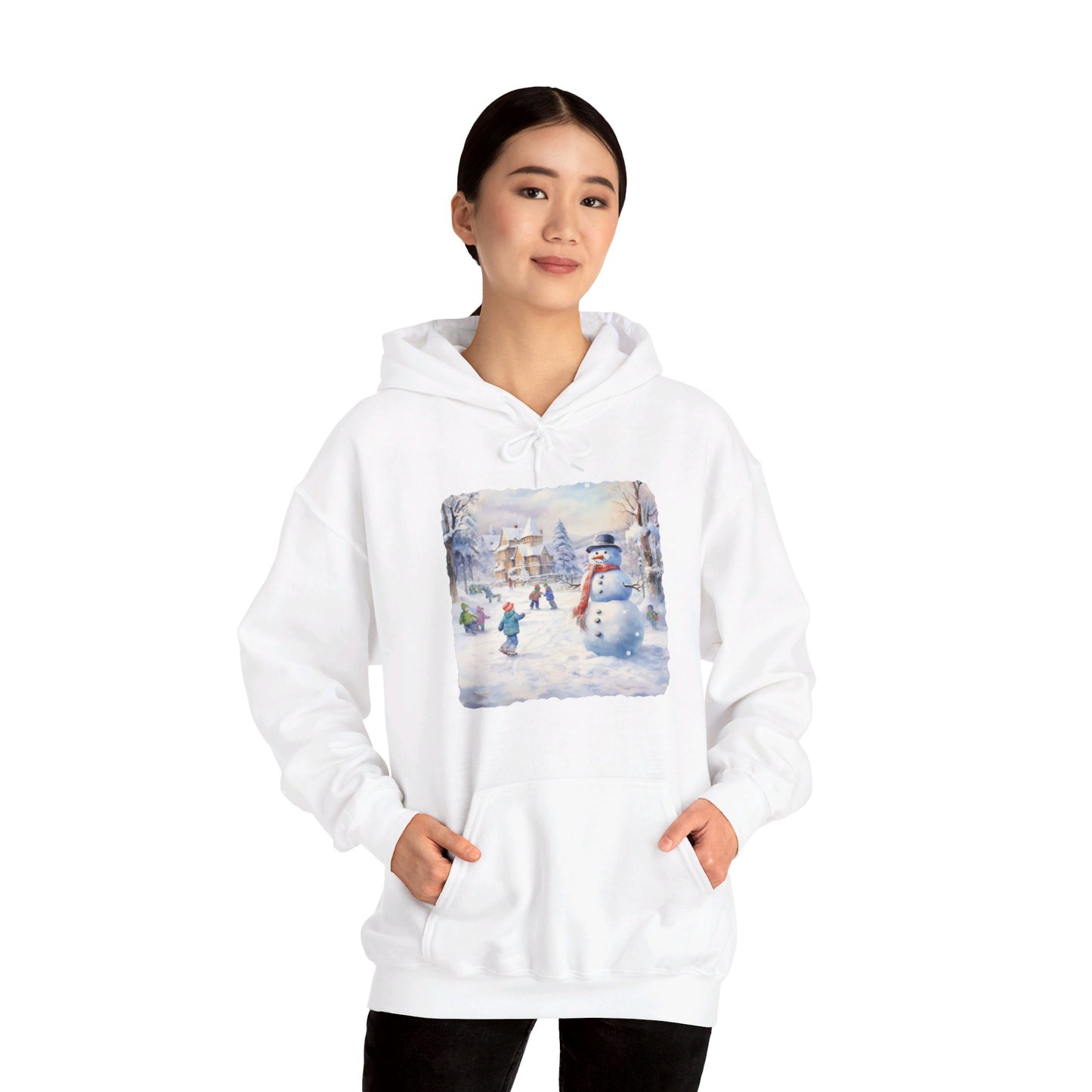 Snowman In Village 2 - Hooded Sweatshirt