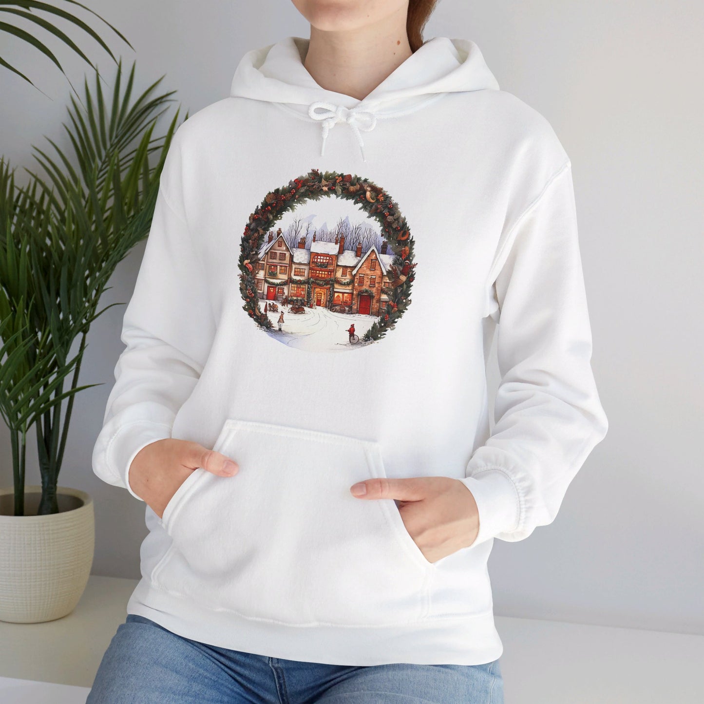 Vintage Christmas Village - Hooded Sweatshirt