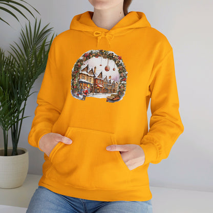 Enchanting Christmas Village Scene - Hooded Sweatshirt