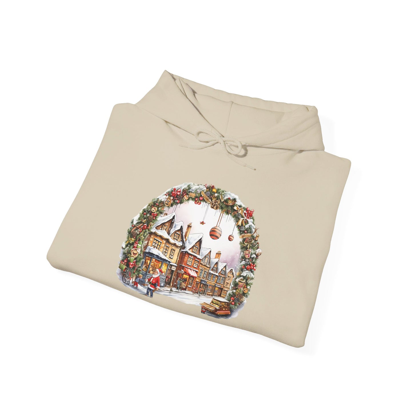 Enchanting Christmas Village Scene - Hooded Sweatshirt