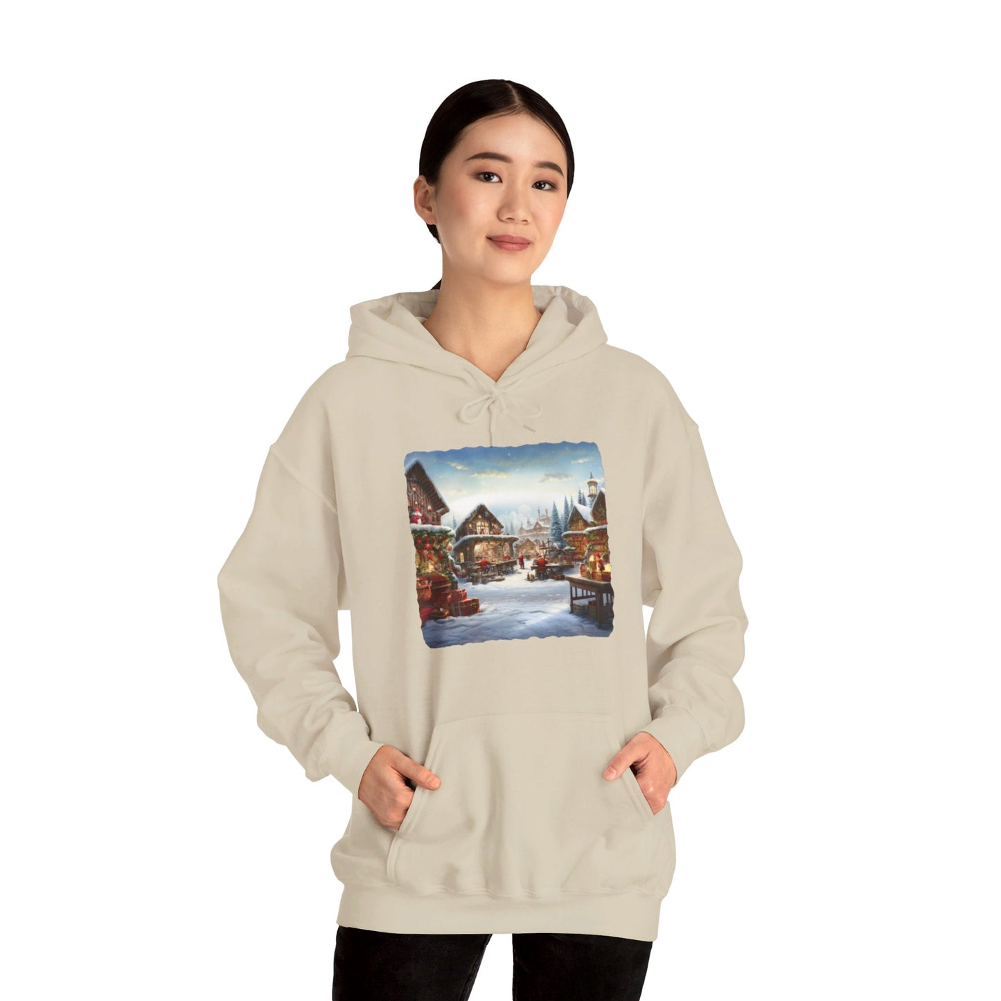 Snowy Christmas Village North Pole - Hooded Sweatshirt