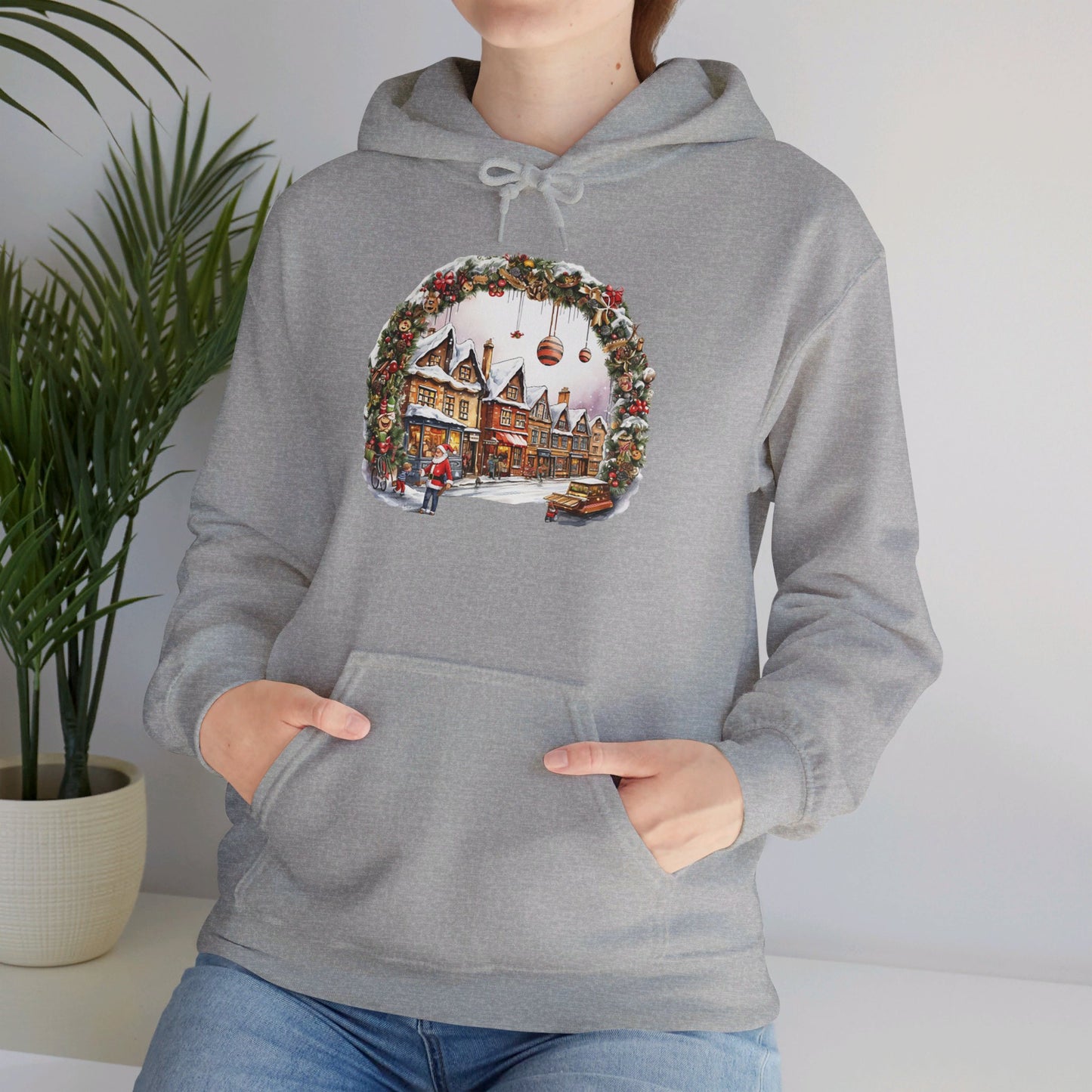 Enchanting Christmas Village Scene - Hooded Sweatshirt