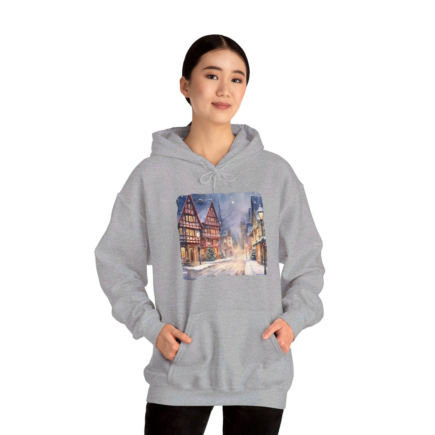 Snowy Christmas Village 13 - Hooded Sweatshirt