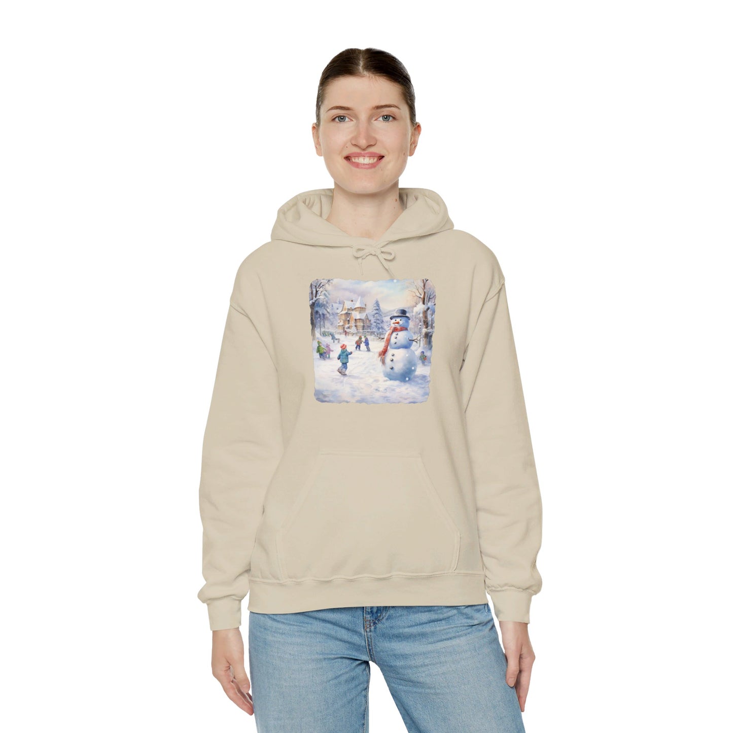 Snowman In Village 2 - Hooded Sweatshirt