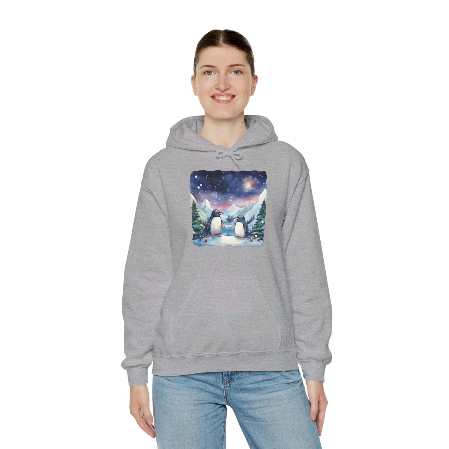 Snowy Christmas Penguins - Hooded Sweatshirt