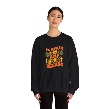 Pumpkin Kisses And Harvest Wishes - Crewneck Sweatshirt