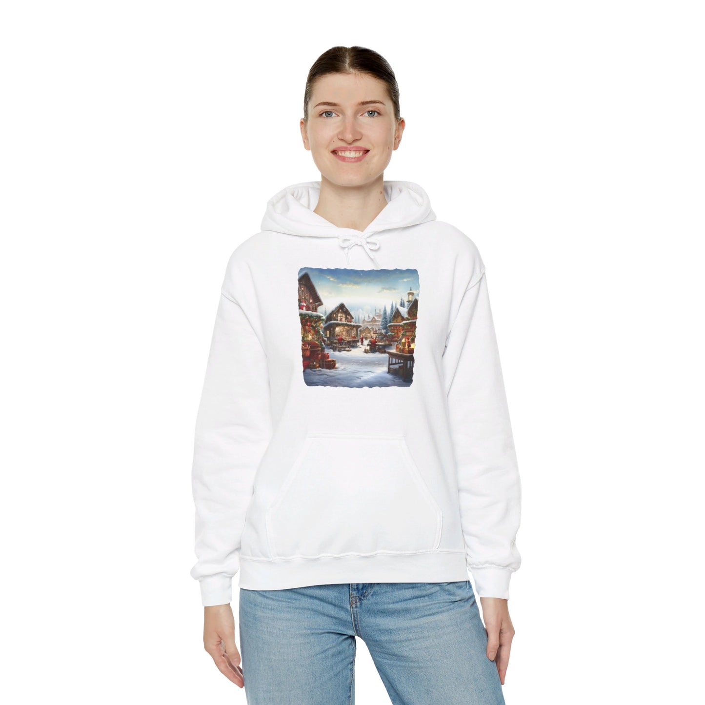 Snowy Christmas Village North Pole - Hooded Sweatshirt