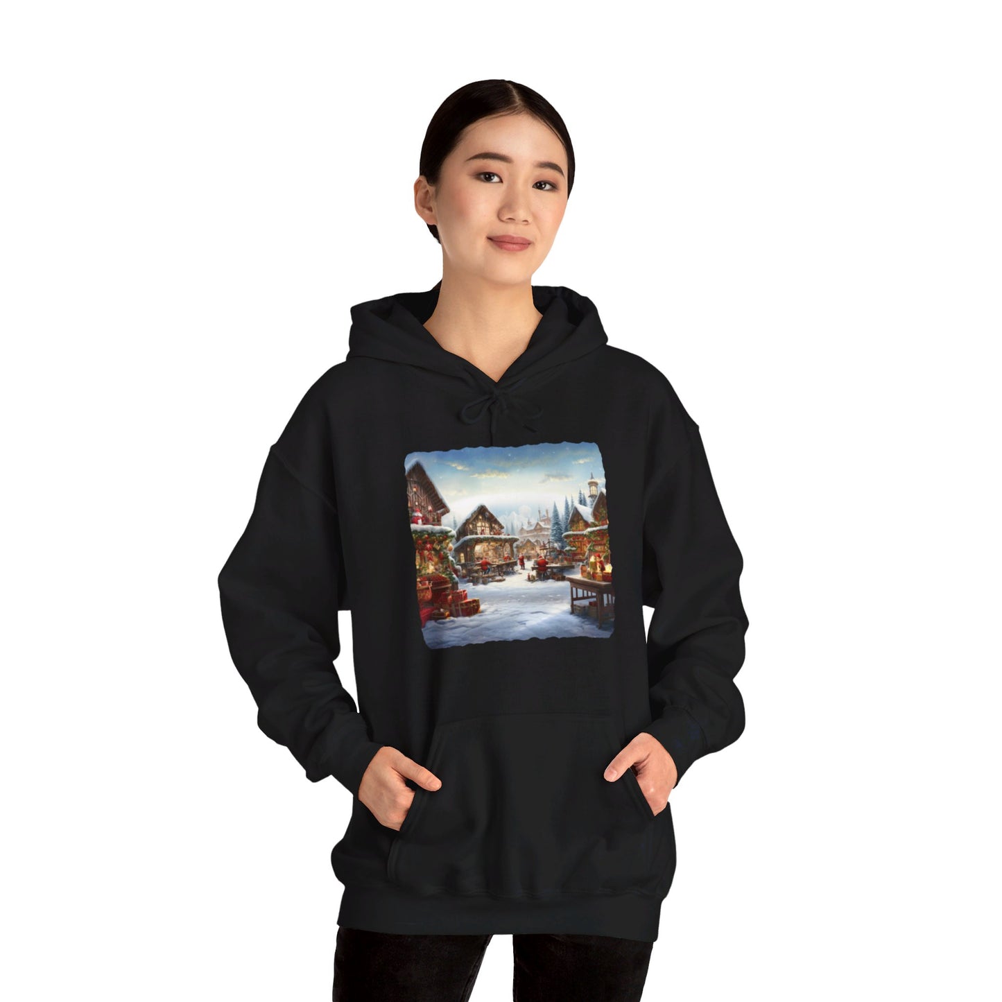 Snowy Christmas Village North Pole - Hooded Sweatshirt