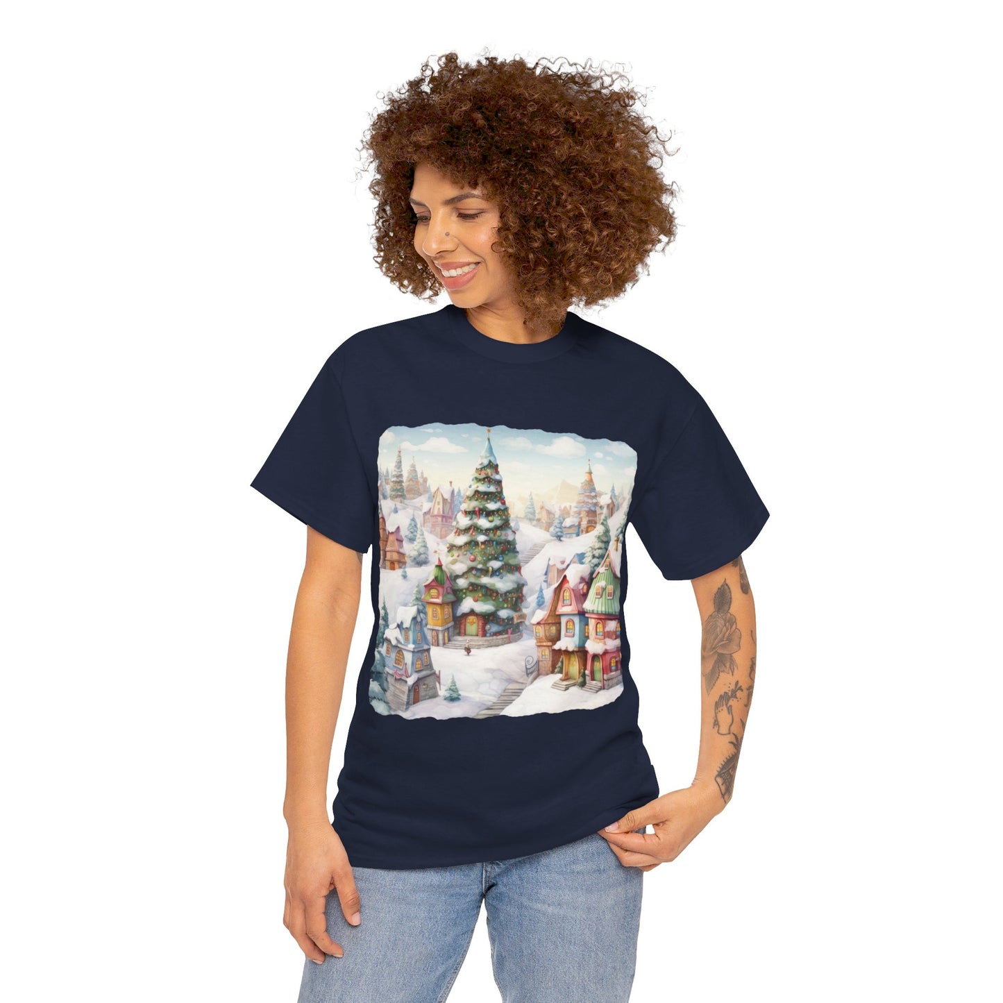 Snowy Christmas Village-16-T-Shirt