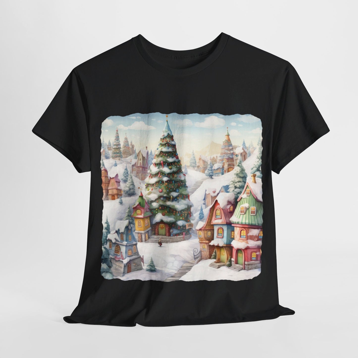 Snowy Christmas Village-16-T-Shirt