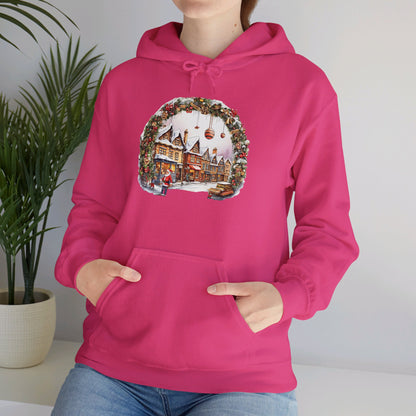 Enchanting Christmas Village Scene - Hooded Sweatshirt