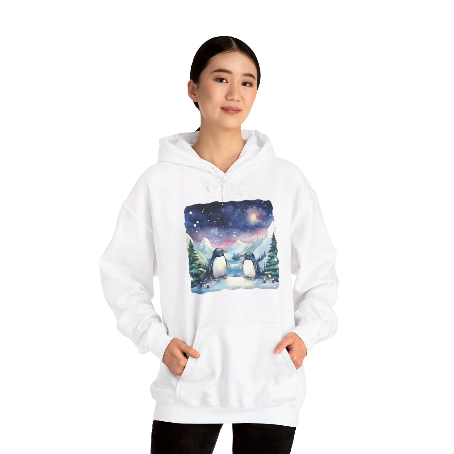 Snowy Christmas Penguins - Hooded Sweatshirt