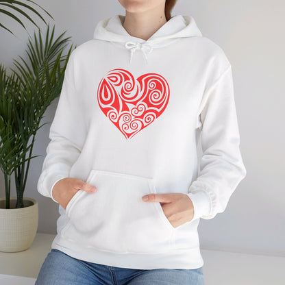 Heartfelt Love, Bold Red Heart - Hooded Sweatshirt