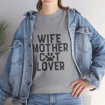 Wife, Mother, Cat lover - T-Shirt