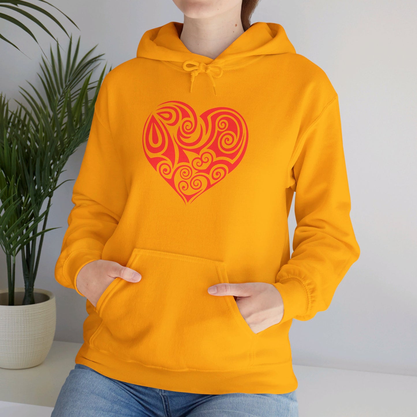 Heartfelt Love, Bold Red Heart - Hooded Sweatshirt