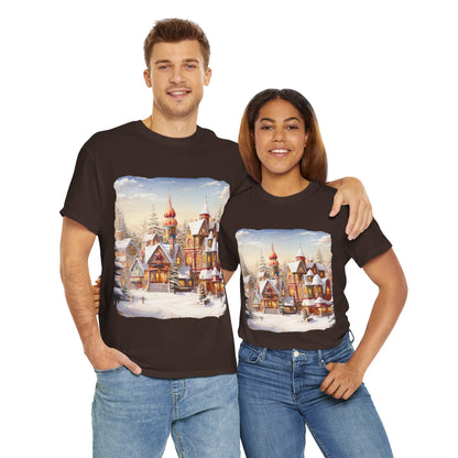 Snowy Christmas Village-12-T-Shirt