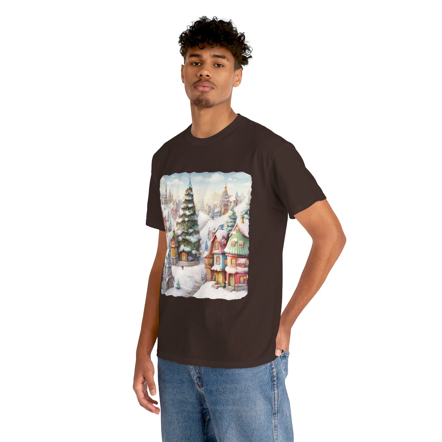 Snowy Christmas Village-16-T-Shirt