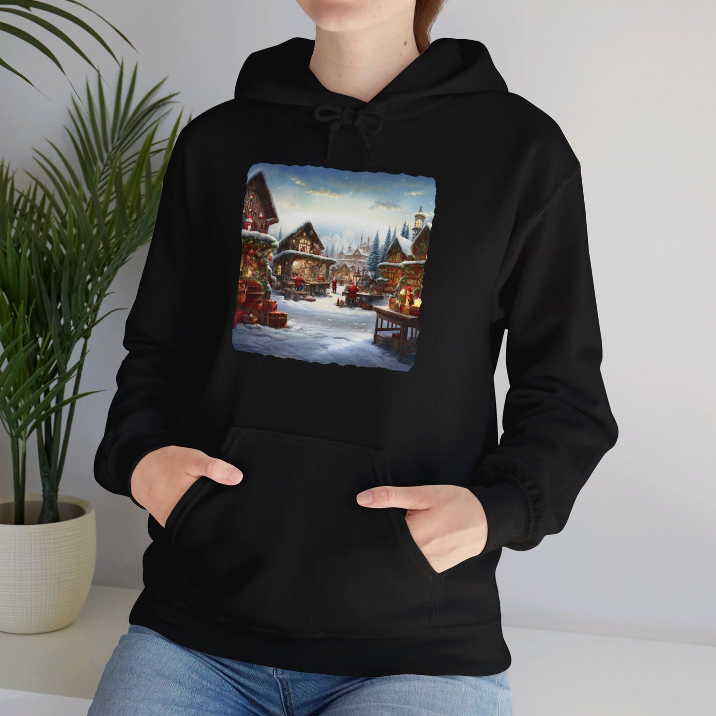 Snowy Christmas Village North Pole - Hooded Sweatshirt