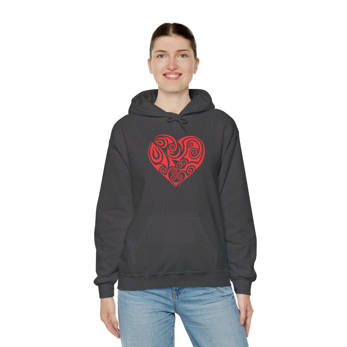 Heartfelt Love, Bold Red Heart - Hooded Sweatshirt