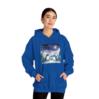 Snowy Christmas Penguins - Hooded Sweatshirt