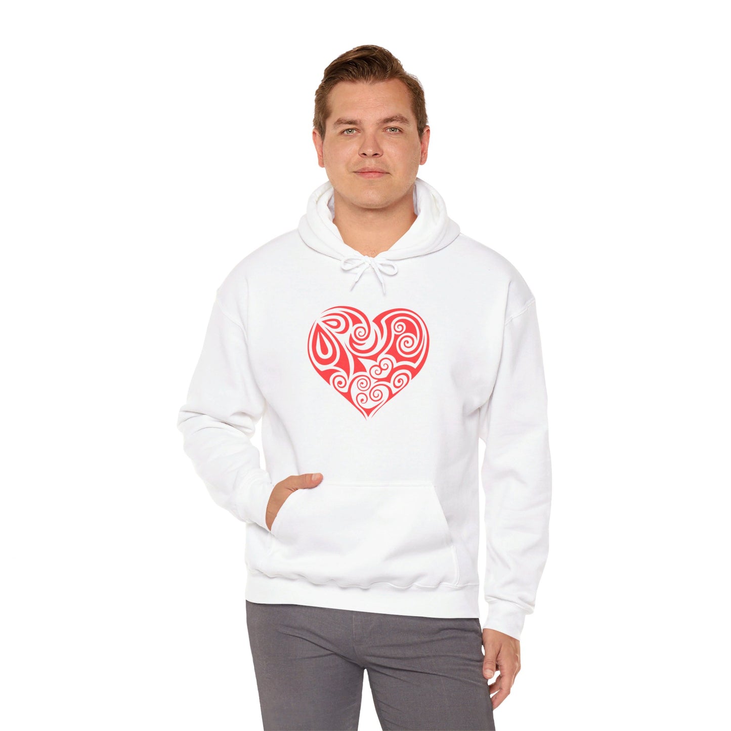 Heartfelt Love, Bold Red Heart - Hooded Sweatshirt