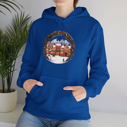 Vintage Christmas Village - Hooded Sweatshirt