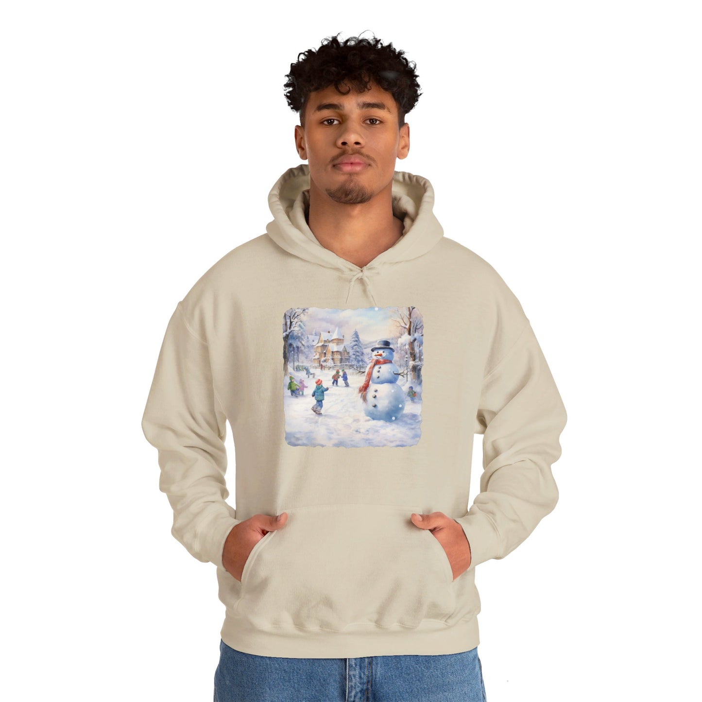 Snowman In Village 2 - Hooded Sweatshirt