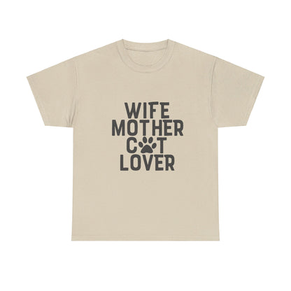 Wife, Mother, Cat lover - T-Shirt